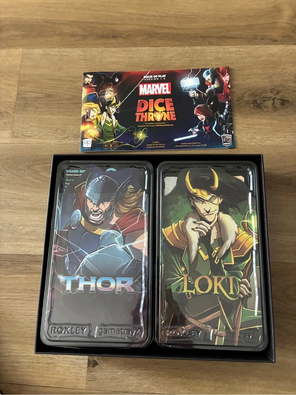Marvel Dice Throne Battle Chest Game Thor Loki Scarlet Witch Spider-Man- EUC